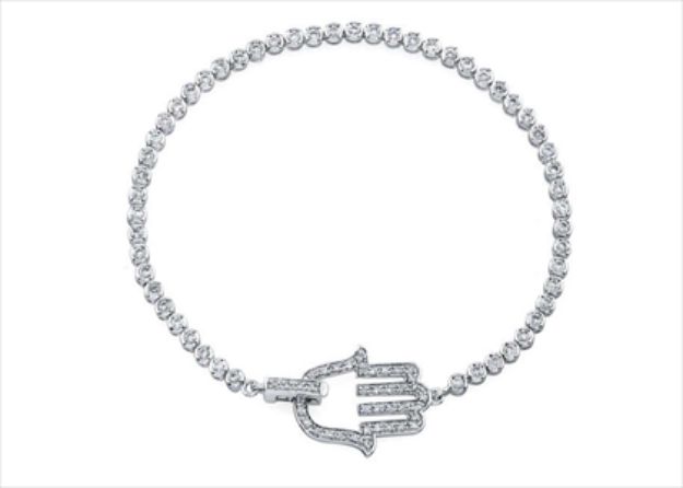 Silver Plated CZ Studded Hamsa Bracelet
