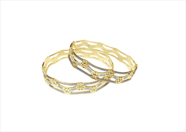Elegant CNC Bangle with Two Tone Plated