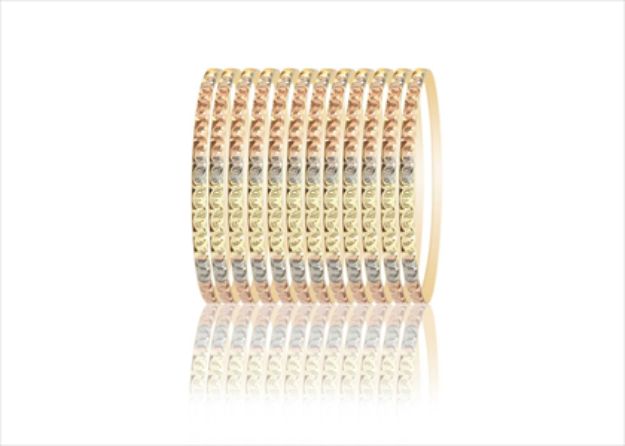 Tri color 5 MM Diamond cut CNC Bangles set