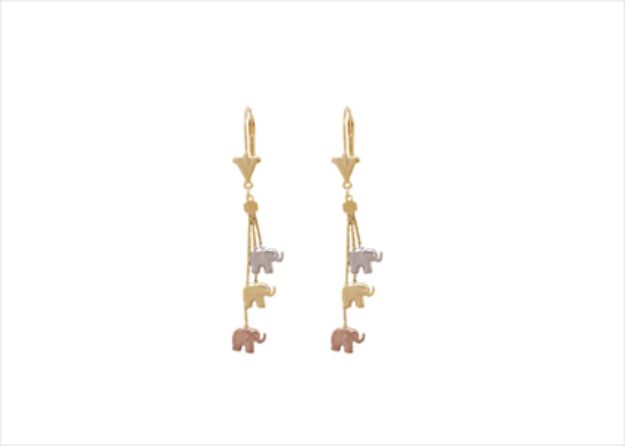 Three Tone Plated Elephant Dangler Earring