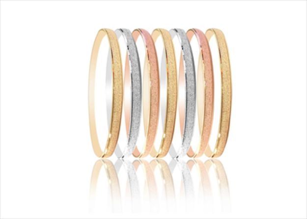 3 Tone Circle Diamond Cut Textured 5MM Semanario Bangle