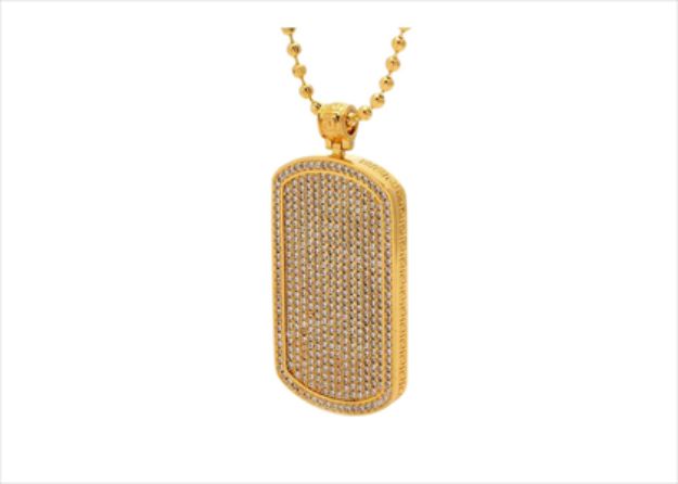 Gold Plated Micro Pave Dog Tag Pendant
