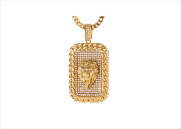 14 KT 3D Lion Dog Tag Pendant