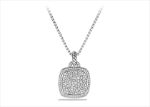 Rhodium Plated CZ Studded Cushion Shaped Pendant