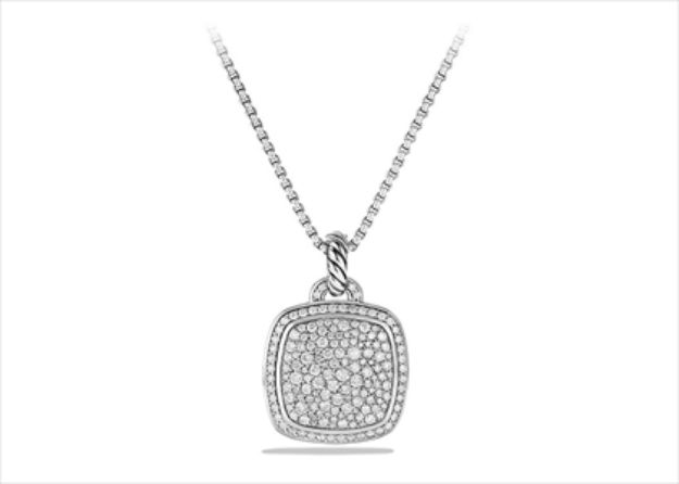 Rhodium Plated CZ Studded Cushion Shaped Pendant