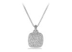 Rhodium Plated CZ Studded Cushion Shaped Pendant