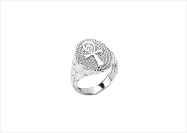 Rhodium Plated Religious Cross Ring