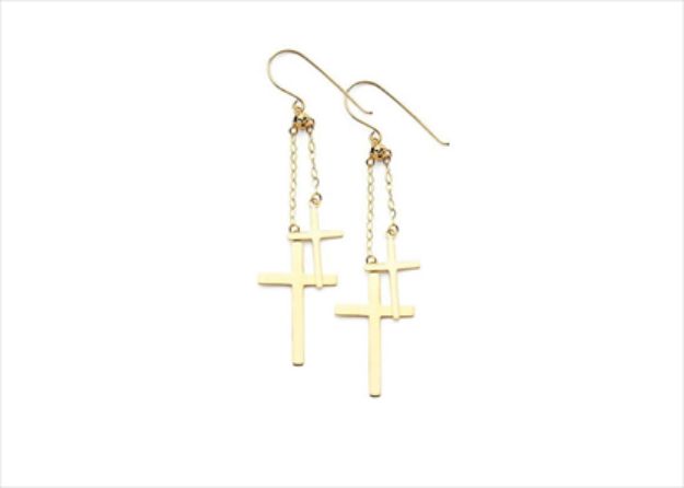 Double Cross Religious Chain Earring