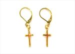 Gold Plated Religious Cross Earring