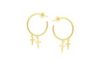 Religious Cross Hoop Earring