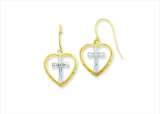Heart Shape Religious Dangle Cross Earring