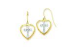 Heart Shape Religious Dangle Cross Earring