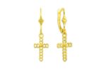 Open Heart Religious Cross Dangle Earring