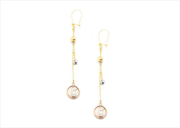 Three Tone Plated Mother Mary Dangle Earring